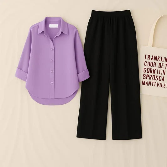 Comfort Luxe Co-Ord Set – Lilac & Black