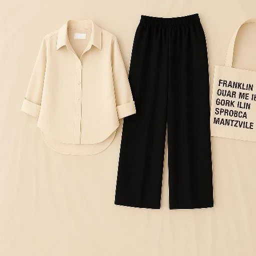 Comfort Luxe Co-Ord Set – Off White & Black