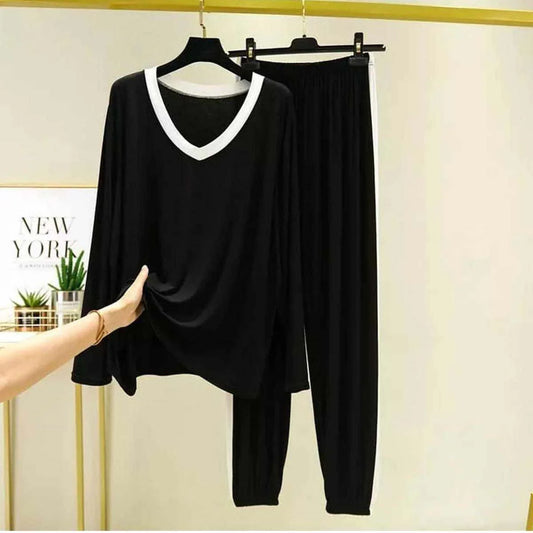 Contrast Neck-Style 2-Pcs Lounge And Night Wear Suit. WLW-10