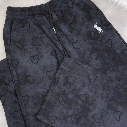 Comfort Heart Textured Horse Logo Printed Style Western 2-Pcs Summer Tracksuit For Her. WSTS-08