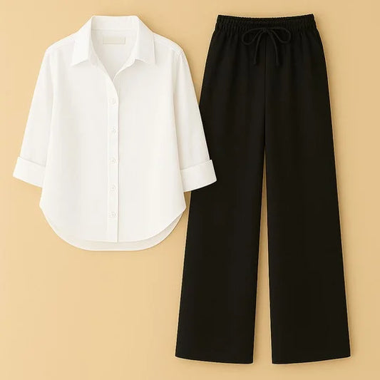 Comfort Luxe Co-Ord Set – White & Black