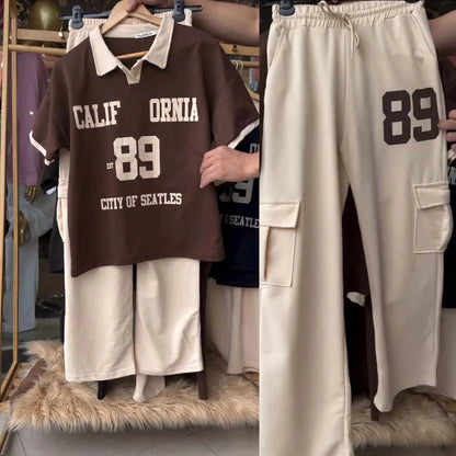 Comfort Cali-89 Collar Cargo Style Western 2-Pcs Summer Tracksuit For Her. WSTS-05