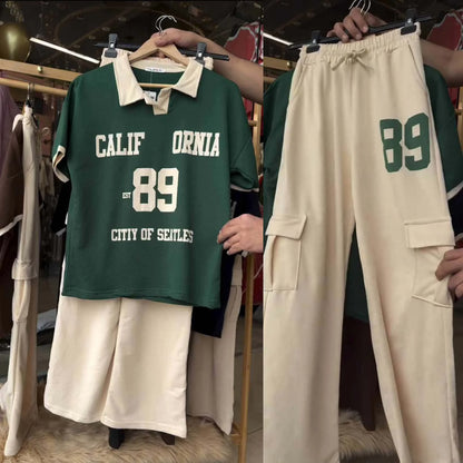 Comfort Cali-89 Collar Cargo Style Western 2-Pcs Summer Tracksuit For Her. WSTS-05