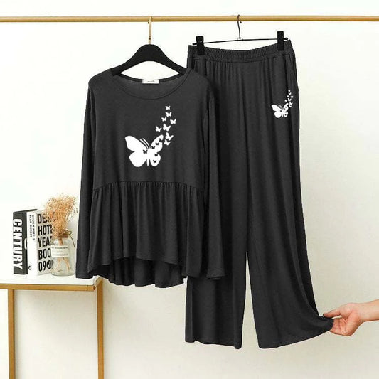 Peplum-Style Printed 2-Pcs Lounge And Night Wear Suit.