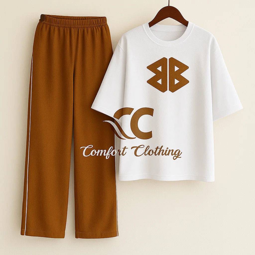 Comfort Casual Print Flapper Style 2-Pcs Summer Tracksuit For Her CWTS-02