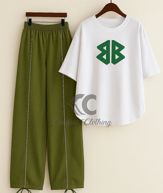 Comfort Casual Print Flapper Style 2-Pcs Summer Tracksuit For Her CWTS-02