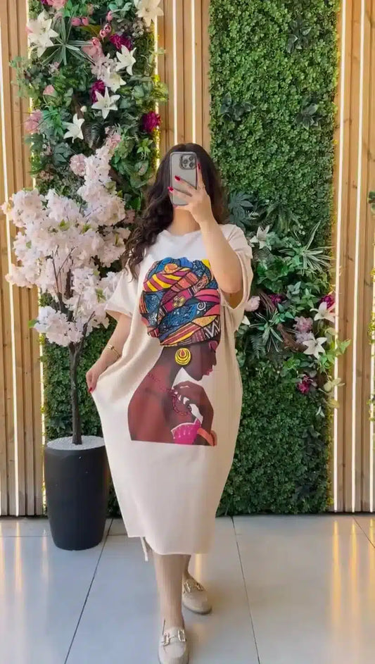 Comfort Summer Drop Shoulder Printed Long Top