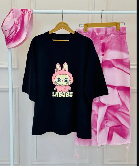 Comfort Labubu Design Western 2-Pcs Summer Tracksuit For Her CWTS-05