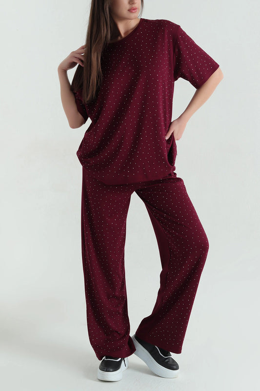 Glitter Round Neck karden Women 2 Piece Summer Dryfit Tracksuit For Her